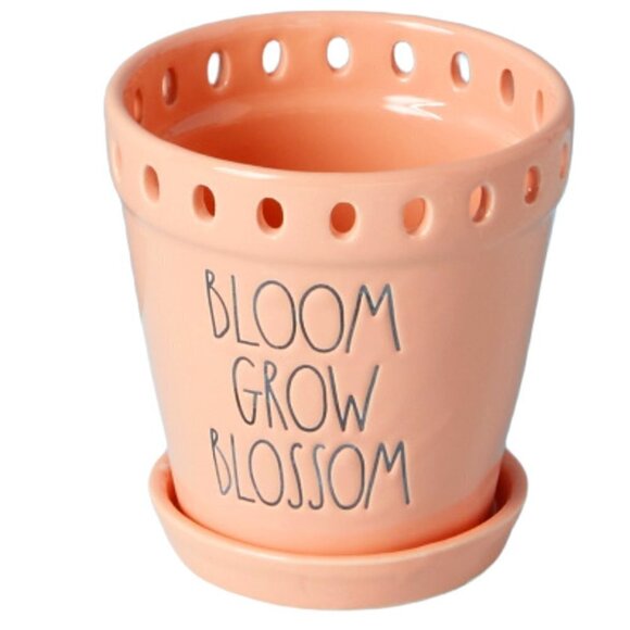 𝅺RAE Dunn Pink Ceramic Planter and Saucer - Picture 1 of 4